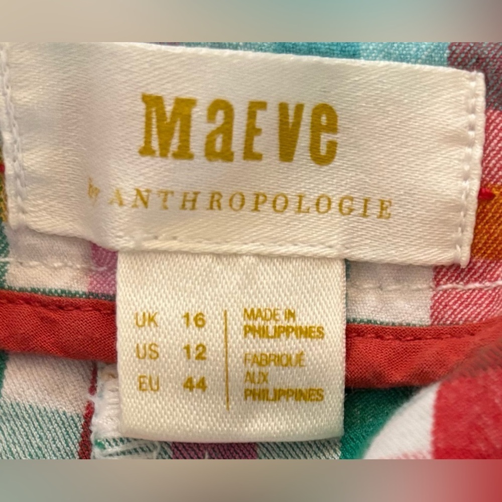 Maeve by Anthropologie Gingham Micro Mini shorts Sz 12 - Picture 9 of 9